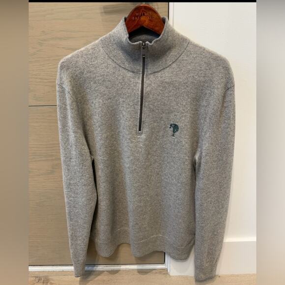 Polo Golf Men’s Gray Cashmere 1/4 Zip Old Elm Golf club - Picture 2 of 9